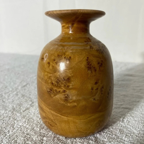 Vintage Hand Turned Burl Wood Vase - Picture 8 of 13